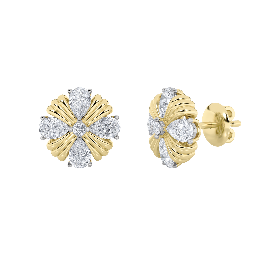 14KY Lab Diamond Cluster Earrings 2.5ctw F+VS+