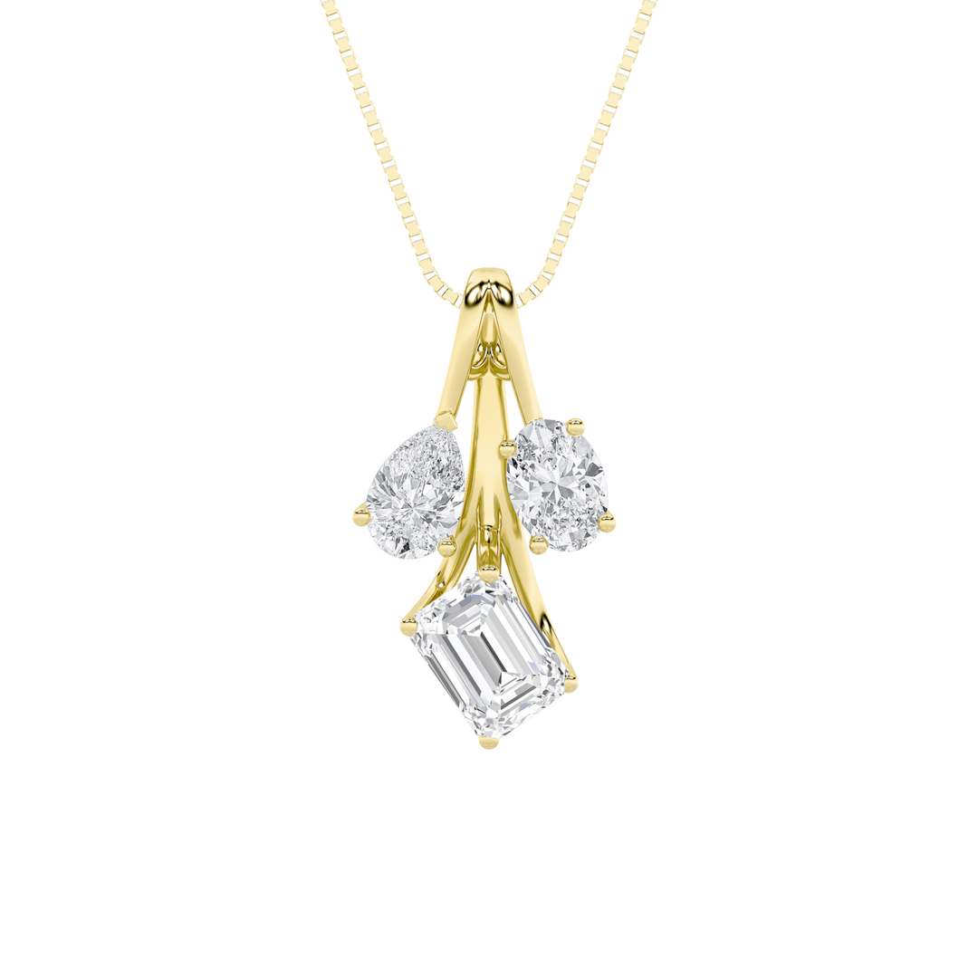 14KY 2ct Lab Diamond Three-Stone Pendant