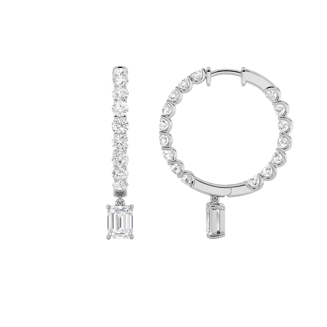14KW 5.5ct Lab Diamond Dangle Earrings F+VS+