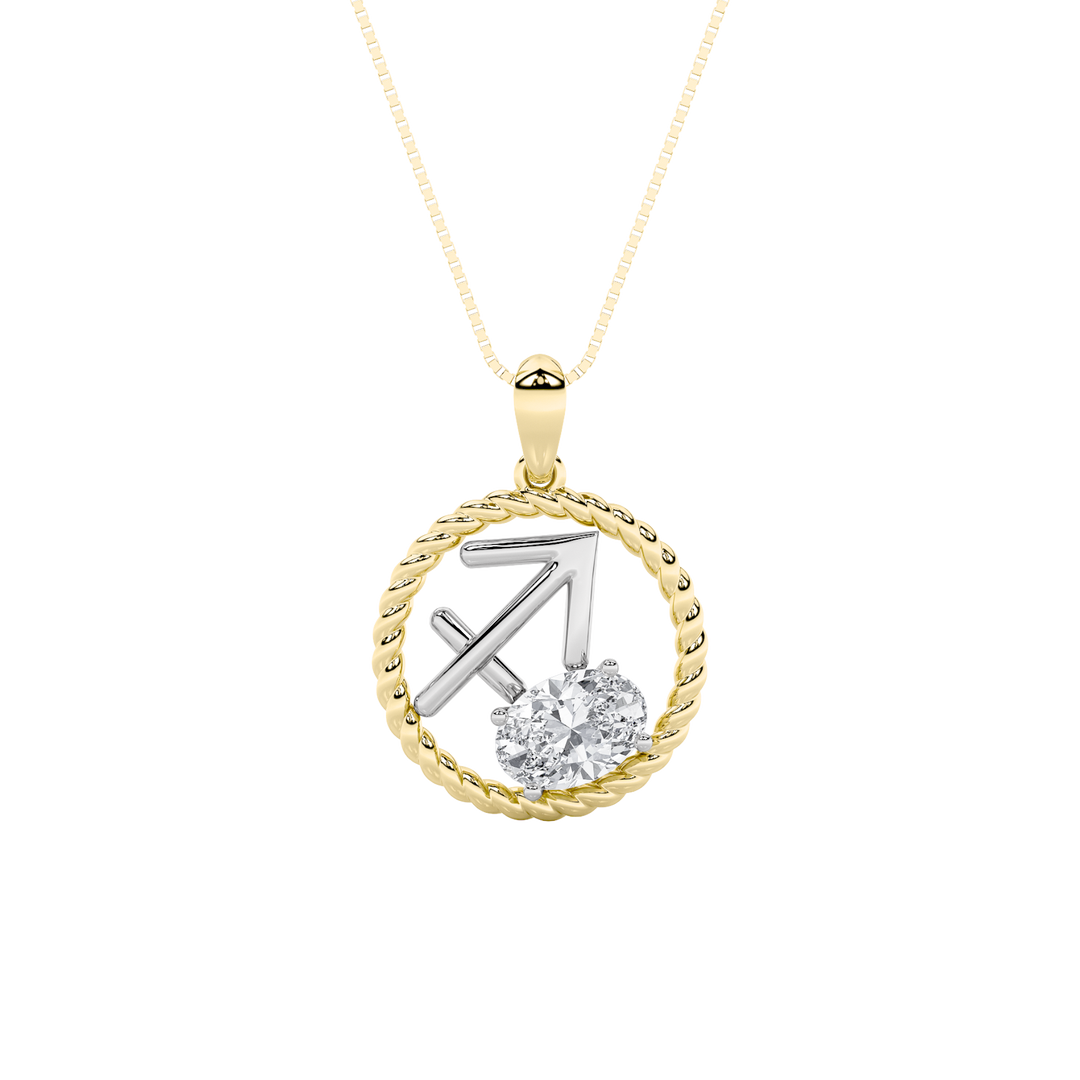 14K White Gold 1ct Lab Diamond Oval Rope Pendant