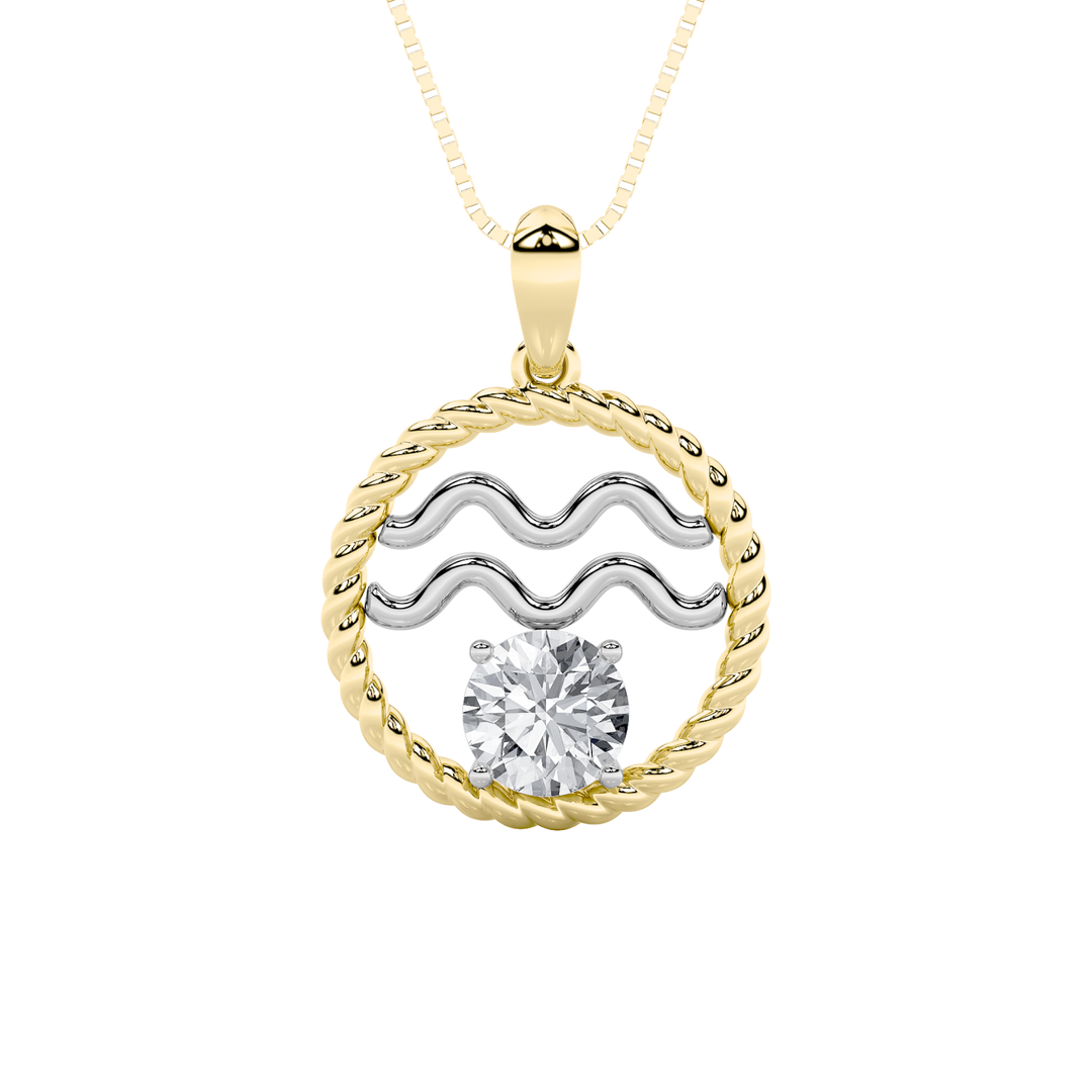 14K White Gold 1ct F+VS Lab Diamond Rope Pendant