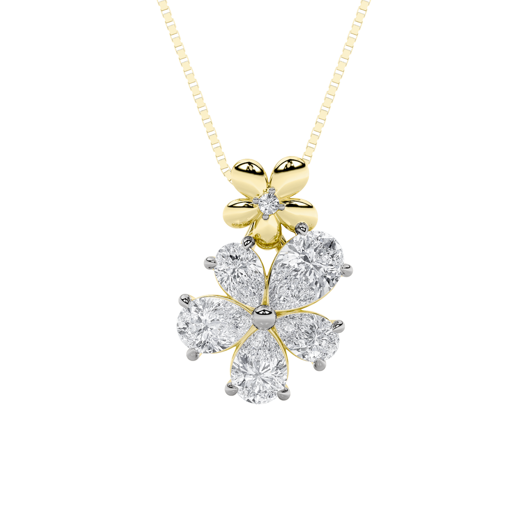 14KY 1.5ct Lab Diamond Cluster Pendant