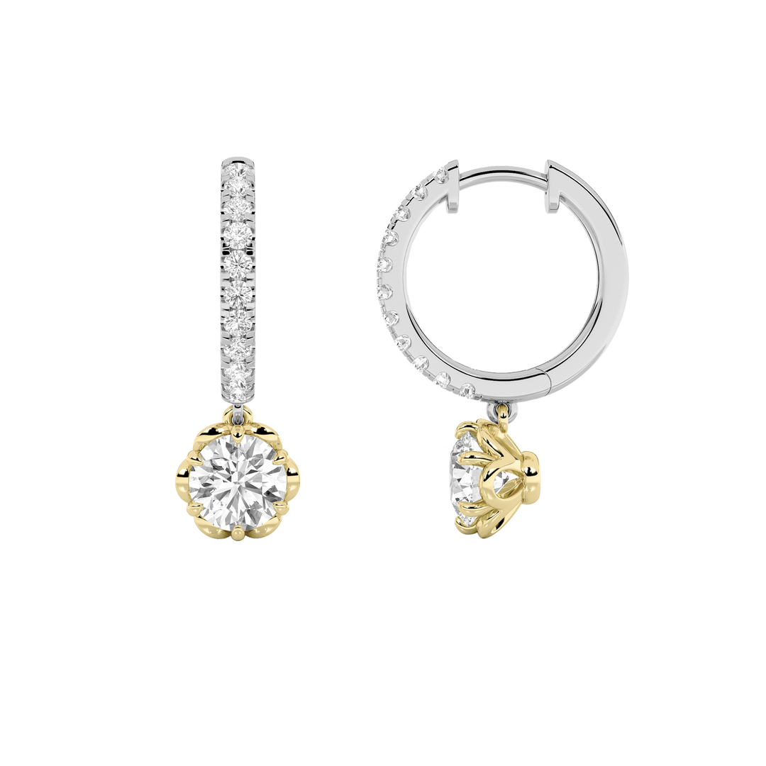 14K WY 2.5ct Lab Diamond Dangle Earrings