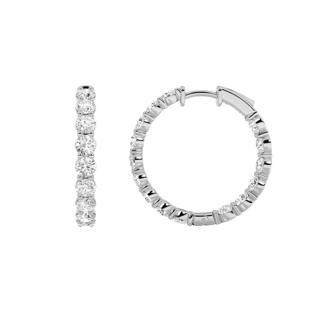 14KW 7ct Lab Diamond Hoop Earrings F+VS+ Radiance