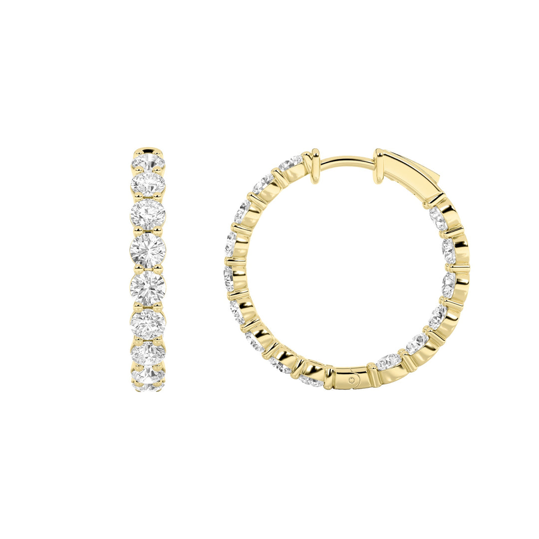 14KY Lab Diamond 8ctw Hoop Earrings F+VS+