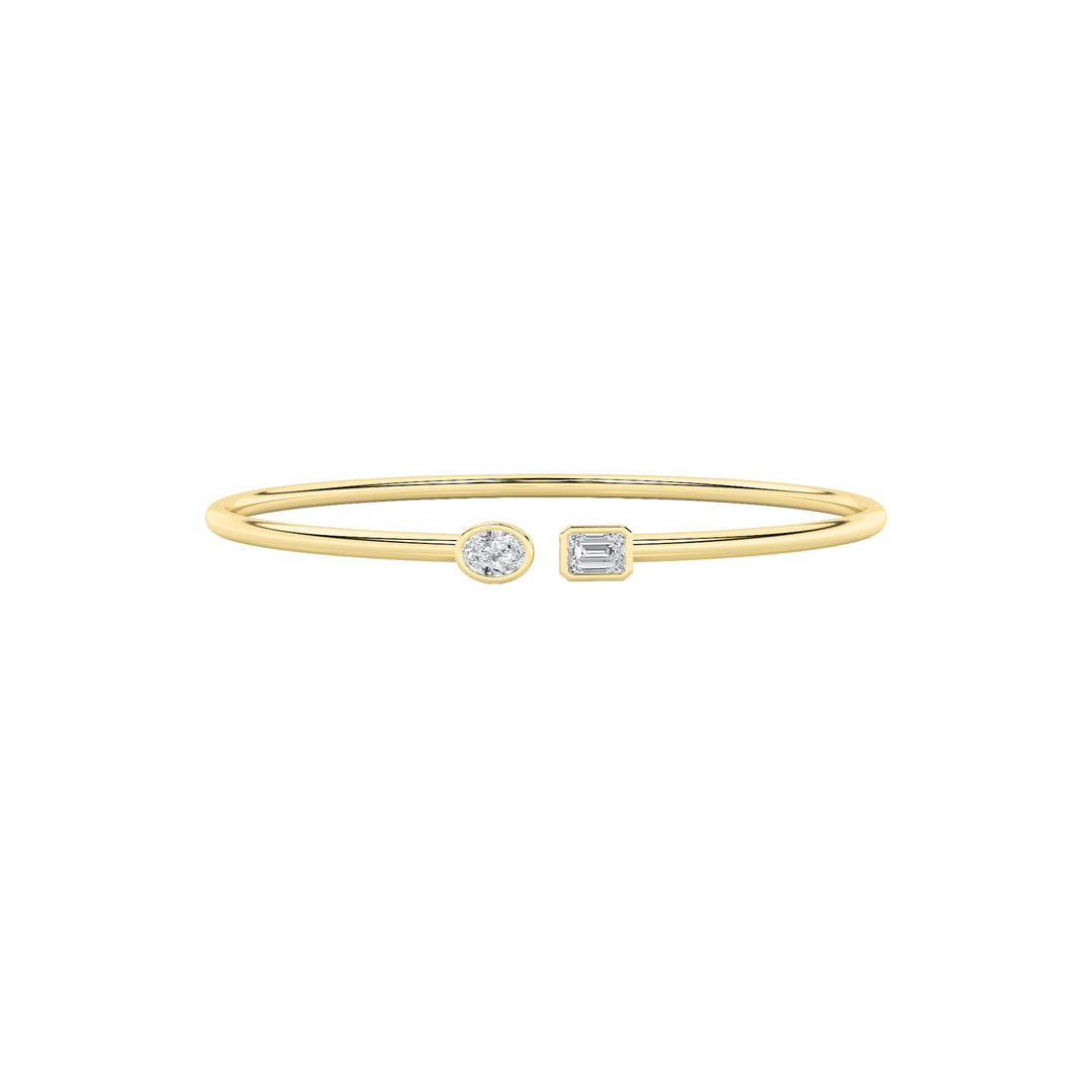18KY/SIL 0.75ct Lab Diamond Emerald Bangle