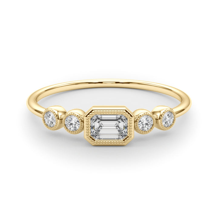 LAB GROWN DIAMOND 5 STONE FASHION RING WITH EMERALD CUT CENTER