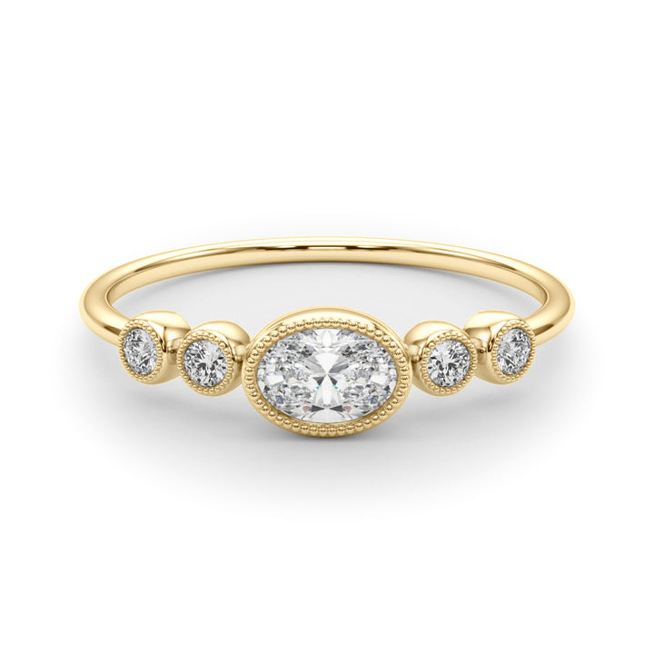 LAB GROWN DIAMOND 5 STONE FASHION RING WITH OVAL CENTER