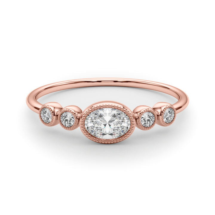 LAB GROWN DIAMOND 5 STONE FASHION RING WITH OVAL CENTER