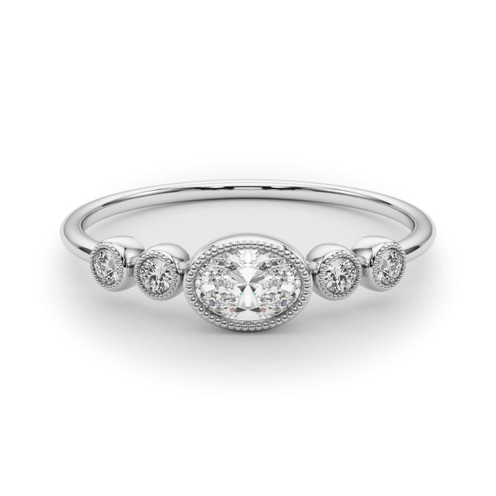 LAB GROWN DIAMOND 5 STONE FASHION RING WITH OVAL CENTER
