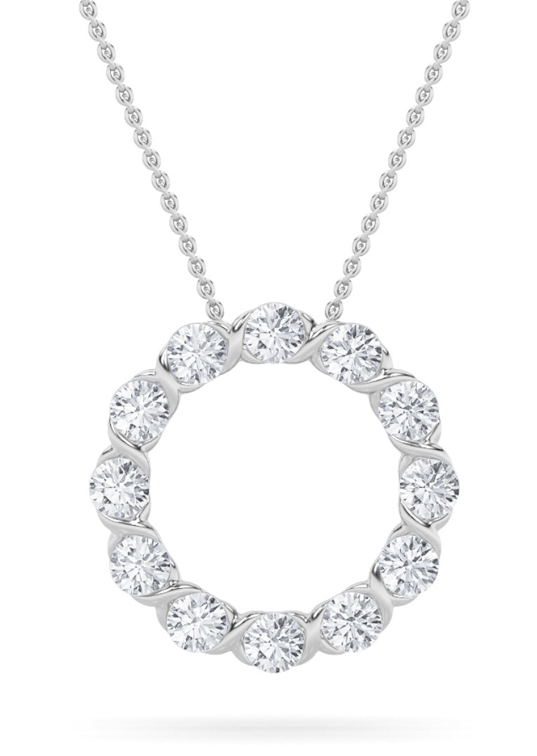 14K White Gold 2ctw Lab Diamond Pendant