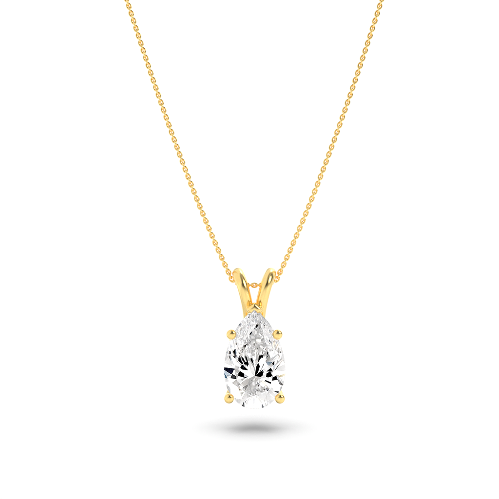 14K Yellow Gold Lab Diamond Pendant 3.1ct Solitaire
