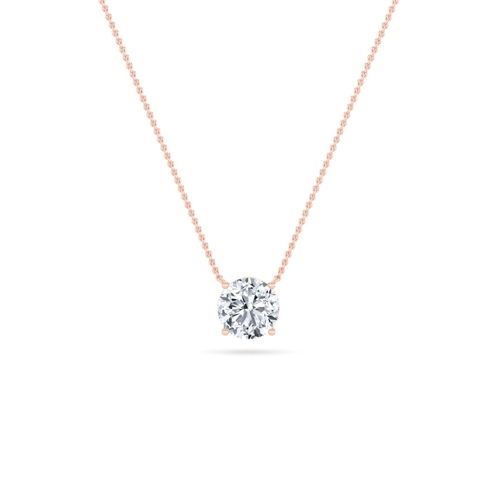 14K Rose Gold 1ctw Lab Diamond Pendant Necklace