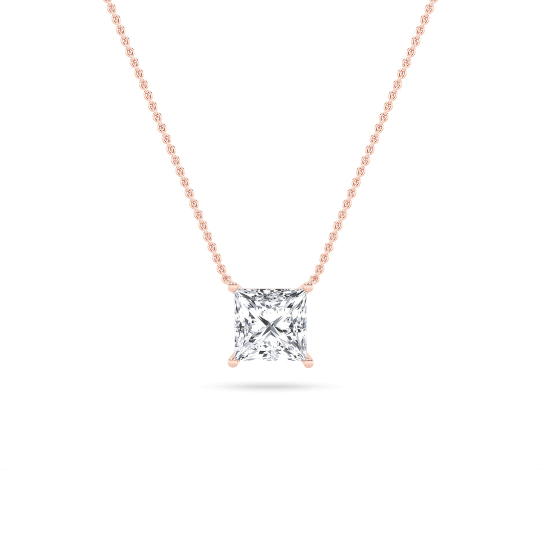 14K Rose Gold 3ctw Lab Diamond Pendant Necklace