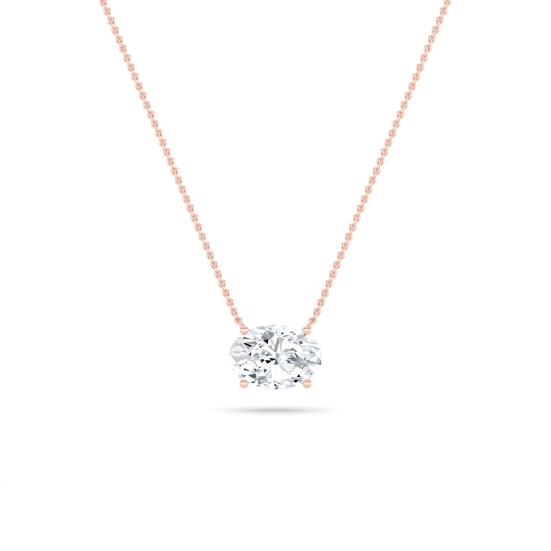 14K Rose Gold 3ctw Oval Lab Diamond Pendant