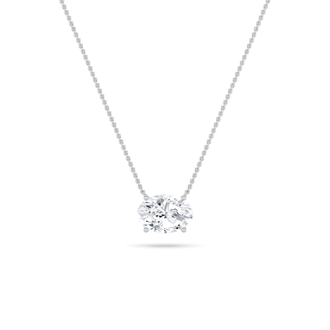 14K White Gold 3ctw Oval Lab Diamond Pendant