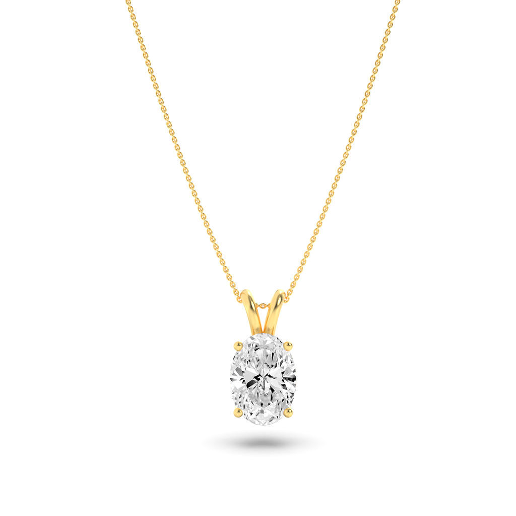 14K Yellow Gold 3ctw Oval Lab Diamond Pendant