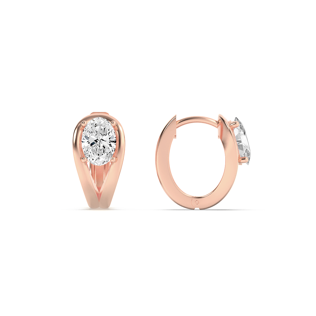 14K Rose Gold 1.5ctw Lab Diamond Oval Stud Earrings