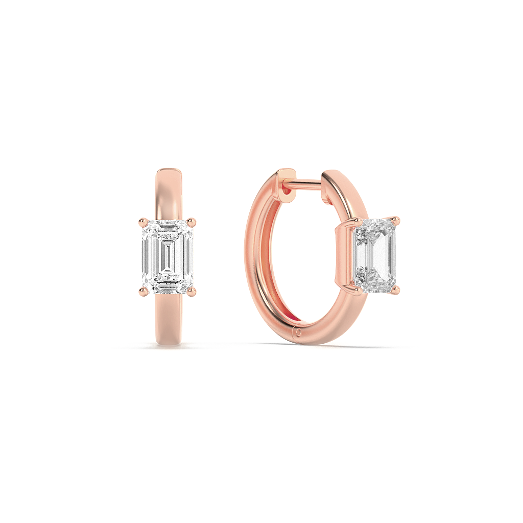 14K Rose Gold 1.5ctw Emerald Lab Diamond Earrings