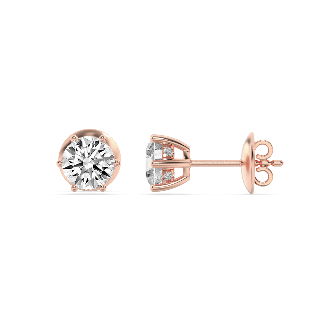14K Rose Gold 3.1ctw Lab Diamond Stud Earrings
