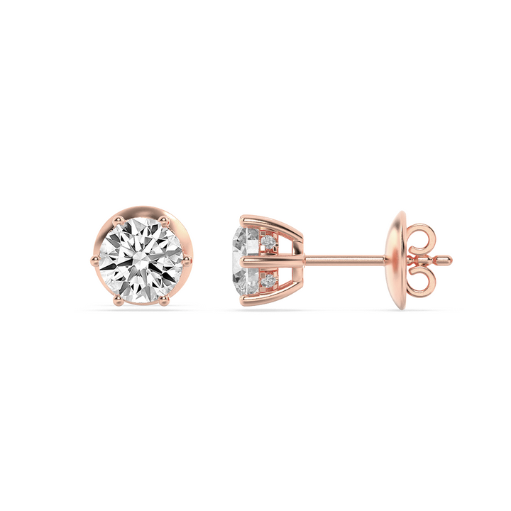 14K Rose Gold 3.1ctw Lab Diamond Stud Earrings