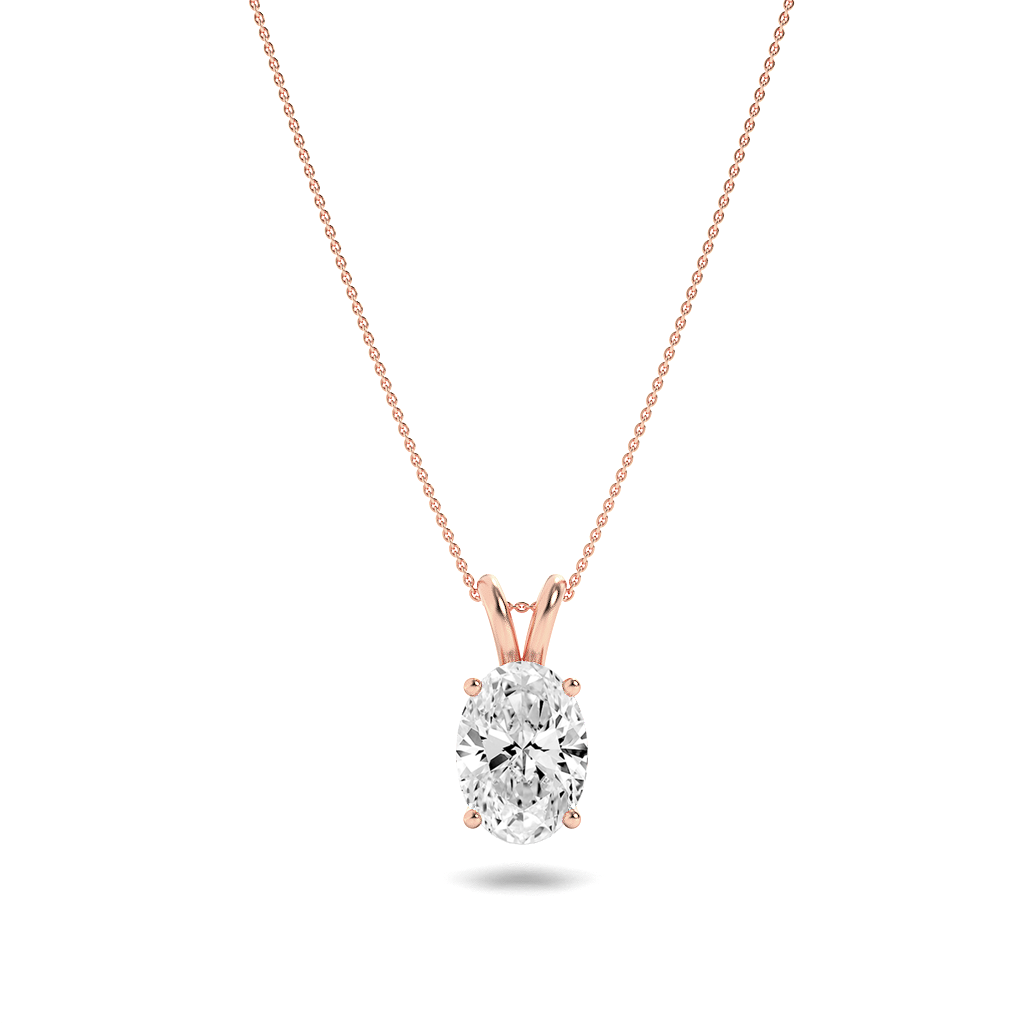 14K Rose Gold 3ctw Oval Lab Diamond Pendant