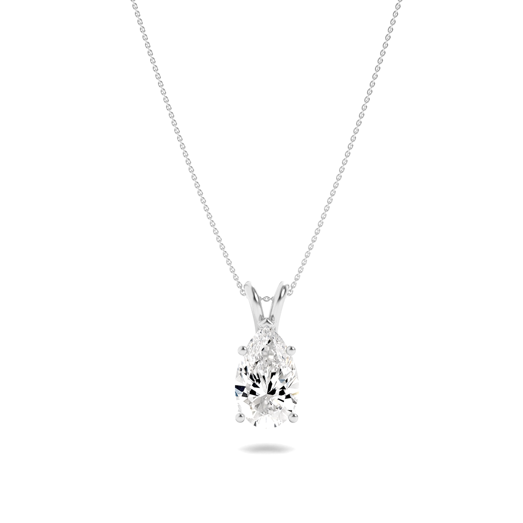 14K White Gold 2ct Lab Diamond Pendant Necklace