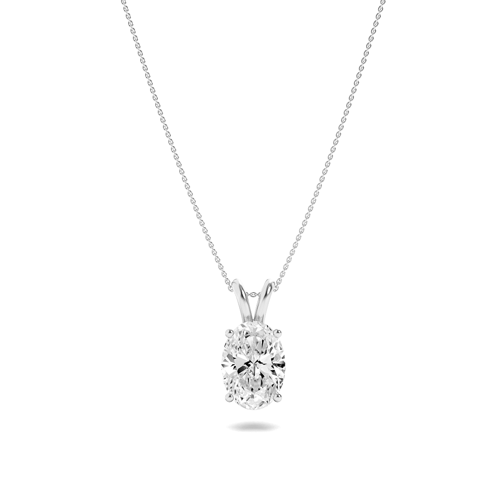14K White Gold 3ctw Oval Lab Diamond Pendant